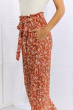 Right Angle Full Size Geometric Printed Pants in Red Orange