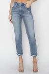 High Waist Distressed Cropped Jeans