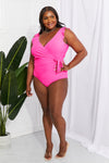 Full Size Float On Ruffle Faux Wrap One-Piece in Pink