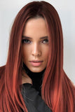 Full-Machine Wigs Synthetic Mid-Length Straight 27"