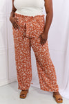 Right Angle Full Size Geometric Printed Pants in Red Orange