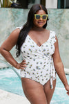 Swim Float On Ruffle Faux Wrap One-Piece in Daisy Cream