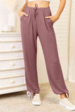 Soft Rayon Drawstring Waist Pants with Pockets