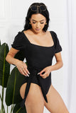 Salty Air Puff Sleeve One-Piece in Black