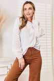 Eyelet Dropped Shoulder Round Neck Blouse