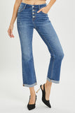 Button Fly Cropped Bootcut Jeans