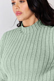 Ribbed Mock Neck Long Sleeve T-Shirt