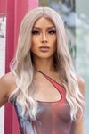 Lace Front Wigs Synthetic Long Wave 24" 150% Density in Medium Blonde Highlights