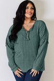 Ribbed Half Button Long Sleeve T-Shirt