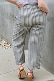 Find Your Path Full Size Paperbag Waist Striped Culotte Pants