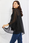 Just Breathe Full Size Chiffon Kimono in Black