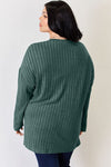 Ribbed Half Button Long Sleeve High-Low T-Shirt