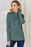 Ribbed Mock Neck Long Sleeve T-Shirt