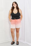 In The Zone Full Size Dip Dye High Waisted Shorts in Coral