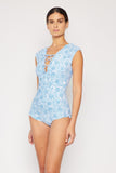 Swim Bring Me Flowers V-Neck One Piece Swimsuit In Thistle Blue