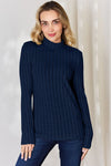 Ribbed Mock Neck Long Sleeve T-Shirt