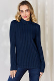 Ribbed Mock Neck Long Sleeve T-Shirt