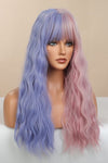 Full-Machine Wigs Synthetic Long Wave 26" in Blue/Pink Split Dye