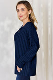 Ribbed Half Button Long Sleeve T-Shirt