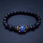 Luxury Blue Tiger Eye Stone and Lava Stones Bracelet