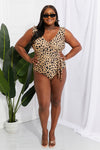 Full Size Float On Ruffle Faux Wrap One-Piece in Leopard