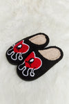 Love Heart Print Plush Slippers