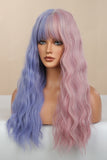 Full-Machine Wigs Synthetic Long Wave 26" in Blue/Pink Split Dye