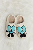 Love Heart Print Plush Slippers