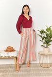 Striped Smocked Waist Pants with Pockets