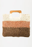 Color Block Double-Use Braided Tote Bag