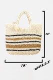 Striped Straw Braided Tote Bag