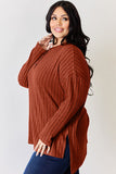 Ribbed Half Button Long Sleeve High-Low T-Shirt