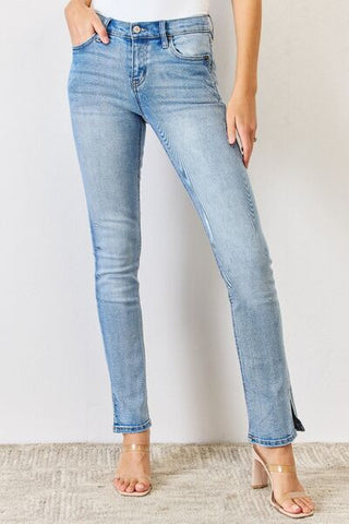 Mid Rise Y2K Slit Bootcut Jeans