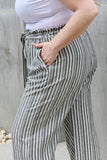 Find Your Path Full Size Paperbag Waist Striped Culotte Pants