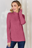 Ribbed Mock Neck Long Sleeve T-Shirt