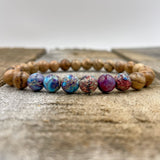 Galaxy Jasper & Light Sandalwood Mala Beaded Bracelet