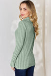 Ribbed Mock Neck Long Sleeve T-Shirt