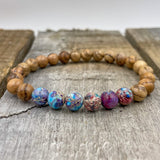 Galaxy Jasper & Light Sandalwood Mala Beaded Bracelet