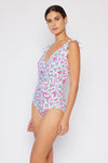 Swim Full Size Float On Ruffle Faux Wrap One-Piece in Roses Off-White