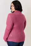 Ribbed Mock Neck Long Sleeve T-Shirt