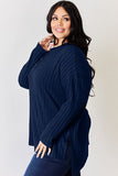 Ribbed Half Button Long Sleeve High-Low T-Shirt