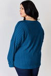 Ribbed Half Button Long Sleeve T-Shirt