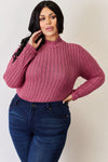 Ribbed Mock Neck Long Sleeve T-Shirt