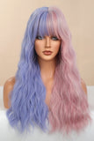 Full-Machine Wigs Synthetic Long Wave 26" in Blue/Pink Split Dye