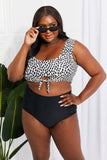 Sanibel Crop Swim Top and Ruched Bottoms Set in Black